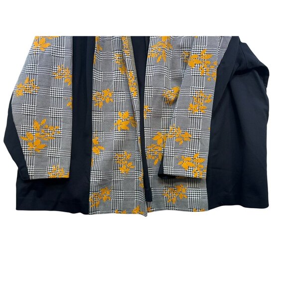 Catherines Womens Black Label Floral Houndstooth Long Cardigan 3X Black Yellow - Picture 6 of 10